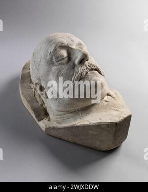 Anonymous. "Mortuary mask by Gustave Flaubert (1821-1880), writer". White plaster. 08/05/1880. Paris, Carnavalet museum. Man, mortuary mask, death, molding, face Stock Photo
