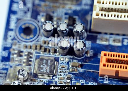 Cairo, Egypt, February 9 2024: Gigabyte main board computer motherboard FSB 1066 supports Core 2 Duo processor, Gigabyte is a Taiwanese manufacturer a Stock Photo