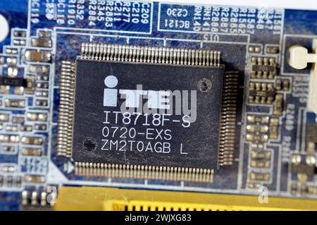 Cairo, Egypt, February 9 2024: Gigabyte main board computer motherboard FSB 1066 supports Core 2 Duo processor, Gigabyte is a Taiwanese manufacturer a Stock Photo