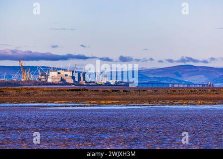 The construcution of the the new Hinkley Point C nuclear power station with the old Hinkley point A and B Stock Photo