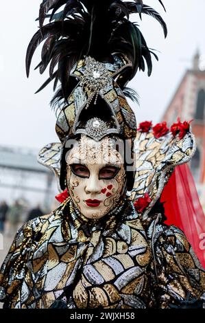 VENICE, ITALY - Febrary 8 2023: The masks of the Venice carnival 2024 ...