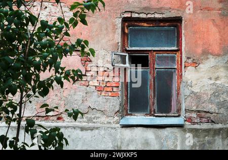 abandoned house for renovation. Abandoned old house. Ruined old house. Old vintage house . house exterior. broken windows. Past. Ruins. Abandoned old Stock Photo