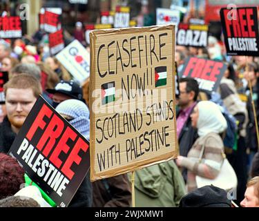 Glasgow, Scotland, UK. 17th February, 2024. Palestinian rally and march in george square in the city centre. Credit Gerard Ferry/Alamy Live News Stock Photo