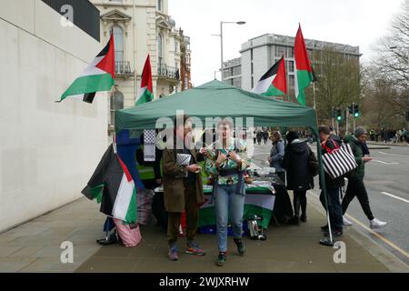 London, UK. 17th Feb, 2024. MET Police protect Israeli Embassy in Kensington as protesters gather for Palestinian march. Credit: Brian Minkoff/Alamy Live News Stock Photo