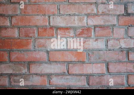 red brick wall texture background for design. Pattern of weathered old cracked brickwall. Stacked stones wall. Brick work wall from old building archi Stock Photo