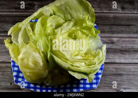 Lettuce vegetable, Lettuce (Lactuca sativa) is an annual plant of the family Asteraceae, a leaf vegetable, but sometimes for its stem and seeds, used Stock Photo
