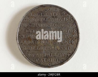 Palloy, Pierre-François (1755-1835). 'To the glory of the French nation'. Etain, 1789. Paris, Carnavalet museum. 56521-13 Tin, registration, numismatics, revolutionary period, currency room Stock Photo