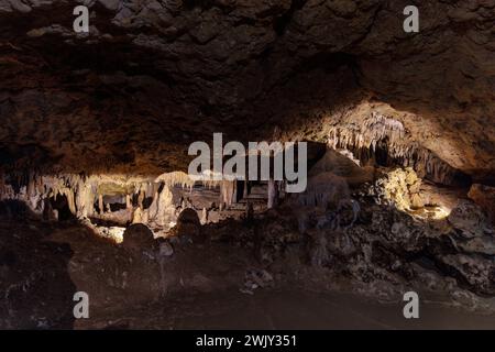 Limestone rock formations in a cave at Florida Caverns State Park in the Florida panhandle near Marianna Stock Photo