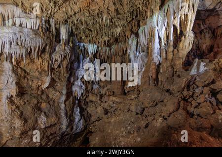 Limestone rock formations in a cave at Florida Caverns State Park in the Florida panhandle near Marianna Stock Photo