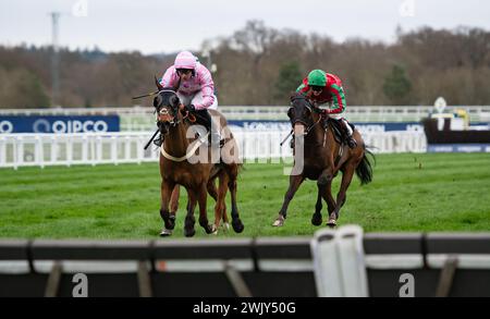 Ascot Racecourse, UK, Saturday 17th February 2024; Honor Grey and jockey Ben Jones win the Ascot Racecourse Supports Box4Kids Handicap Hurdle for trainer Ben Pauling and owners Mr & Mrs J. Tuttiett. Credit JTW Equine Images / Alamy. Stock Photo