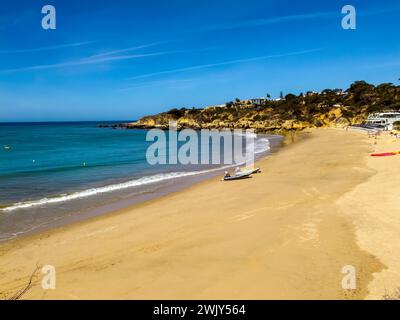 Praia dos Aveiros is a small blue flag beach in the area called Areias de São João or Saint John's Sands, in the town of Albufeira, Algarve, Portugal. Stock Photo