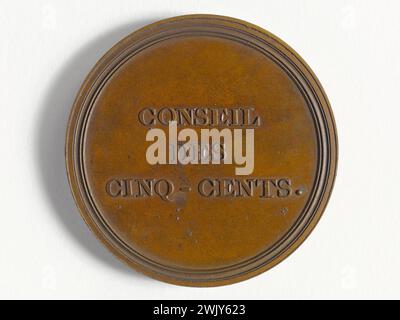 Anonymous. 'Function medal of the Council of Five Hundred, 1795'. Bronze, 1795. Paris, Carnavalet museum. 57423-4 Averse, bronze, five hundred, council, medal, numismatics, revolutionary period, representative people, French republic, French revolution Stock Photo