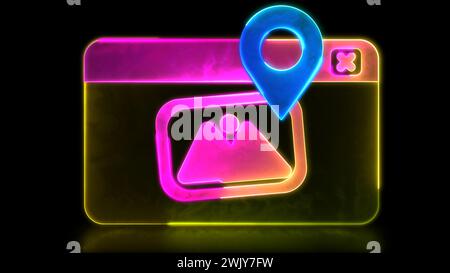 Looping neon glow effect Check mark correct icon with cross icon. Black ...