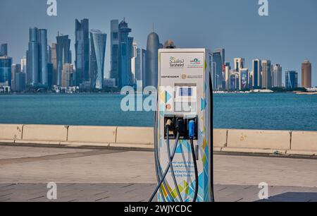 Doha, Qatar-October 26 2025: Tarsheed electric vehicles (EV) charging ...