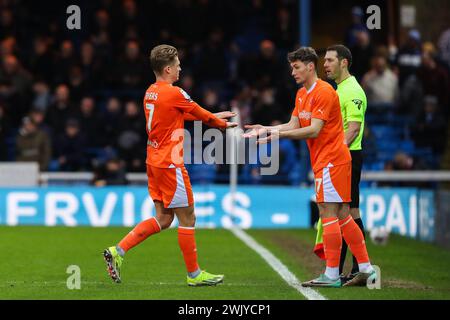 Peterborough, UK. 17th Feb, 2024. George Byers of Blackpool is replaced by Matty Virtue of Blackpool during the Sky Bet League 1 match Peterborough United vs Blackpool at Weston Homes Stadium, Peterborough, United Kingdom, 17th February 2024 (Photo by Gareth Evans/News Images) in Peterborough, United Kingdom on 2/17/2024. (Photo by Gareth Evans/News Images/Sipa USA) Credit: Sipa USA/Alamy Live News Stock Photo