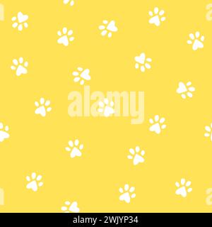 Yellow texture, little paws seamless pattern Stock Vector