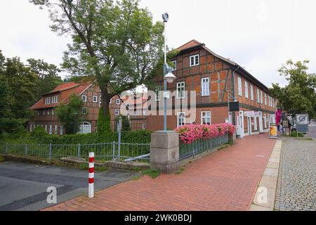 Germany, Lower Saxony, Rotenburg an der Wümme - July 27, 2023: Brick buildings with Stadtspeicher. Stock Photo