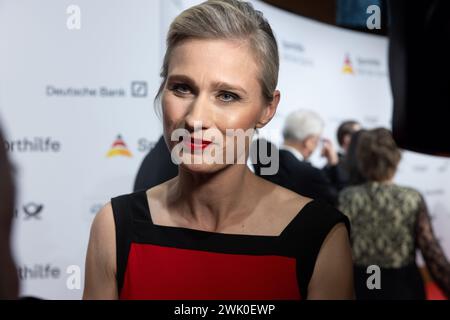 17 February 2024, Hesse, Frankfurt/Main: Former fencer Britta Heidemann comes to the Ball of Sport 2024 in Frankfurt's Festhalle. Photo: Helmut Fricke/dpa Stock Photo