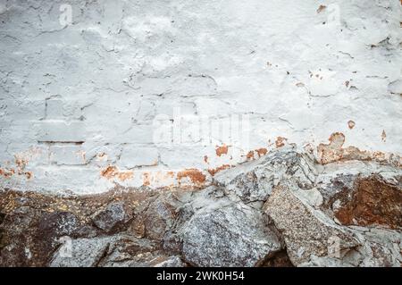 red brick, part of the ruins and ruined walls of medieval buildings , close up. Antique brickwork. The wall of the fort.vintage wall structure. old ru Stock Photo