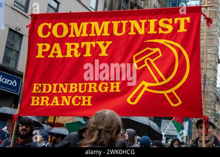 Glasgow, Scotland, UK. 17th Feb, 2023. Palestinian supporters from across Scotland attend a rally in George Square to demand a ceasefire in Gaza followed by a march to demand the same at the Scottish Labour Party conference taking place at the Scottish Exhibition Centre. Credit: R.Gass/Alamy Live News Stock Photo