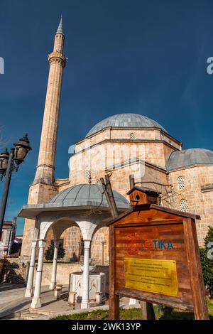 Prizren, Kosovo - 6 FEB 2024: The minaret of the historical Ottoman ...