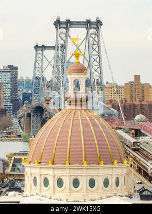 Aerial view of the Williamsburgh Savings Bank building in Brooklyn, New York city, USA. Stock Photo