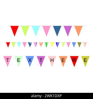 Colorful bunting and garland. Vector bunting. Decorative colorful party pennants for birthday celebration, festival and fair. Holiday icon. Stock Vector
