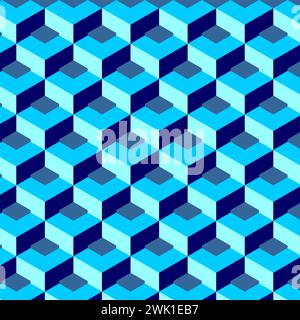 Vector abstract boxes background. Modern technology illustration. Digital geometric abstraction with lines and points. Cube cell. Seamless patterns. Stock Vector