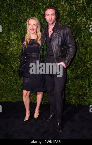 London, UK. Saturday 17th February 2024. Sam Taylor-Johnson and Aaron Taylor-Johnson attending the Charles Finch and Chanel 2024 Pre-Bafta Party, at the Hertford Street Club, London. Photo credit should read: Matt Crossick/Empics/Alamy Live News Stock Photo