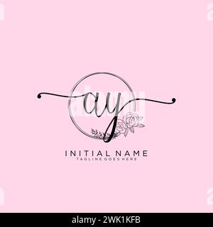 AY handwriting logo with circle template vector logo of initial wedding ...