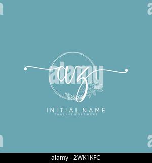 AZ Initial handwriting logo with circle Stock Vector