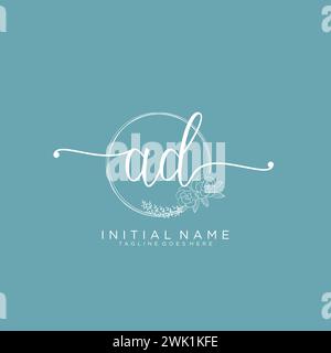 AD Initial handwriting logo with circle Stock Vector