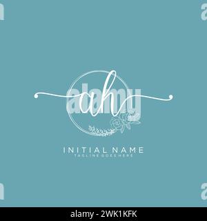 AH Initial handwriting logo with circle Stock Vector