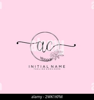 AC Initial handwriting logo with circle Stock Vector