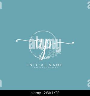 AP Initial handwriting logo with circle Stock Vector