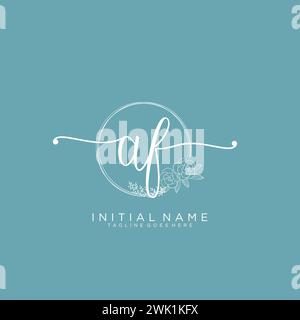 AF Initial handwriting logo with circle Stock Vector