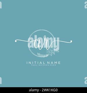 AR Initial handwriting logo with circle Stock Vector