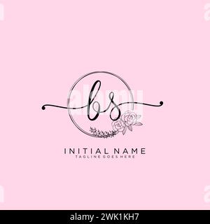 BS Initial handwriting logo with circle Stock Vector