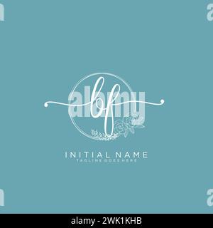BF Initial handwriting logo with circle Stock Vector