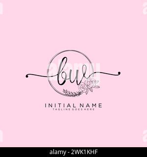 BW Initial handwriting logo with circle Stock Vector