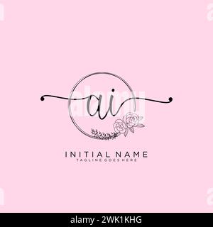 AI handwriting logo with circle template vector signature, wedding ...
