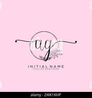 AG handwriting logo with circle template vector logo of initial wedding ...
