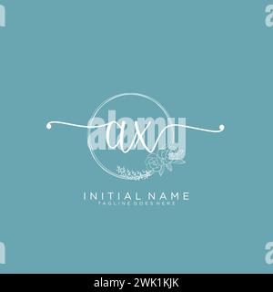 AX Initial handwriting logo with circle Stock Vector