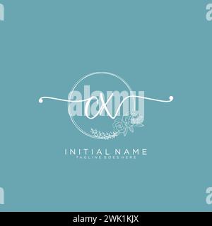 CX Initial handwriting logo with circle Stock Vector