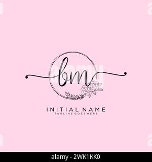 BM handwriting logo with circle template vector logo of initial ...