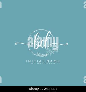 BD Initial handwriting logo with circle Stock Vector