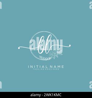 BL Initial handwriting logo with circle Stock Vector