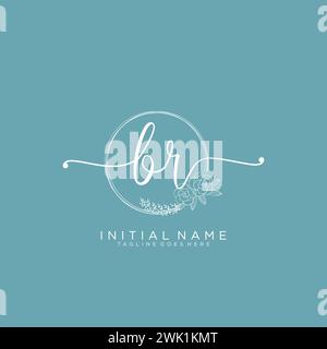 BR Initial handwriting logo with circle Stock Vector