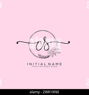 CS Initial handwriting logo with circle Stock Vector