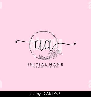 AA Initial handwriting logo with circle Stock Vector